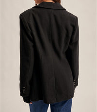 Hem & Thread Cuff Rib Layered Blazer in black - women's jacket - alternate view