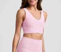 BEYOND YOGA Spacedye Long Line Bra in pink - women's intimate - alternate view