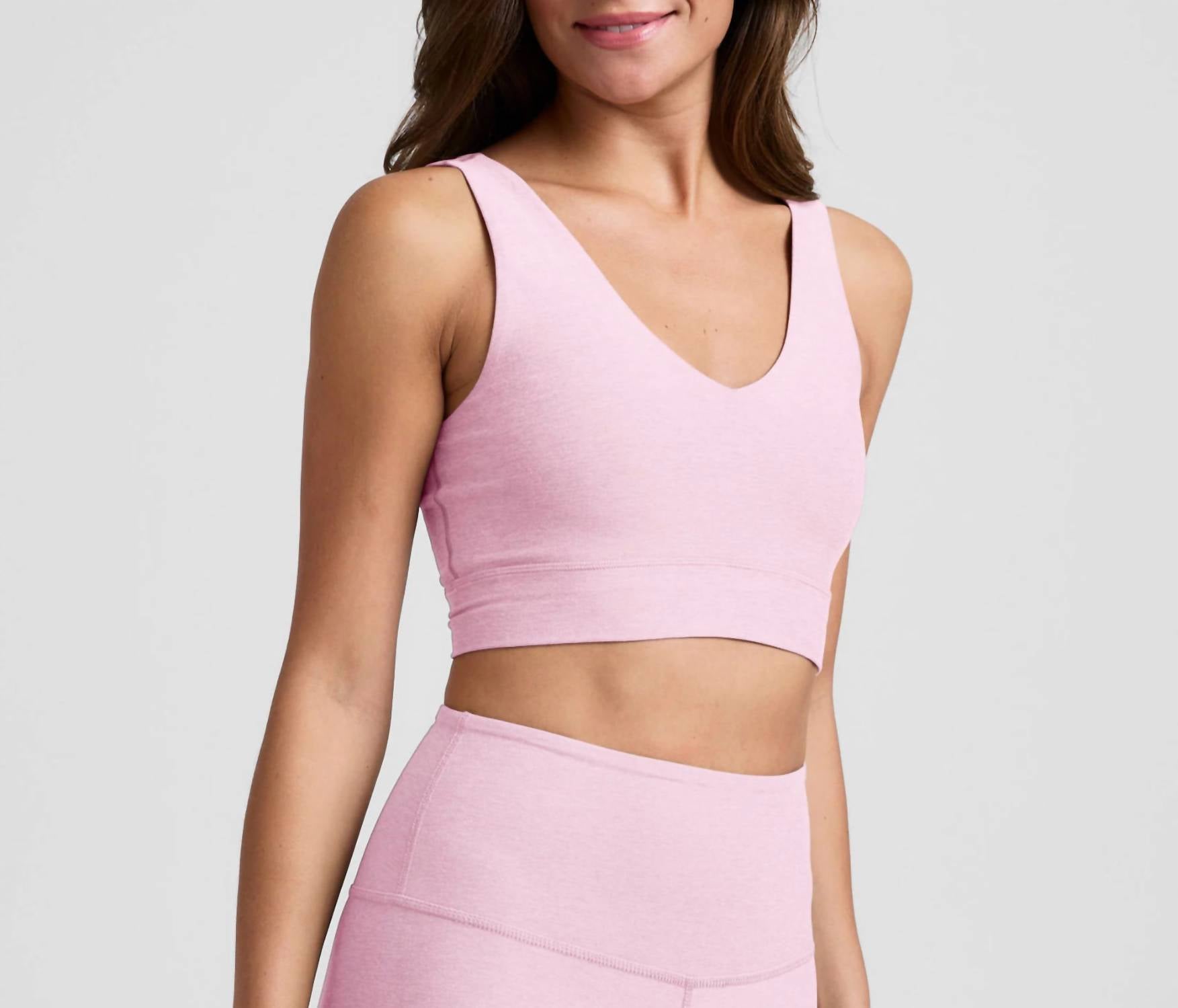 BEYOND YOGA Spacedye Long Line Bra in pink - women's intimate - alternate view