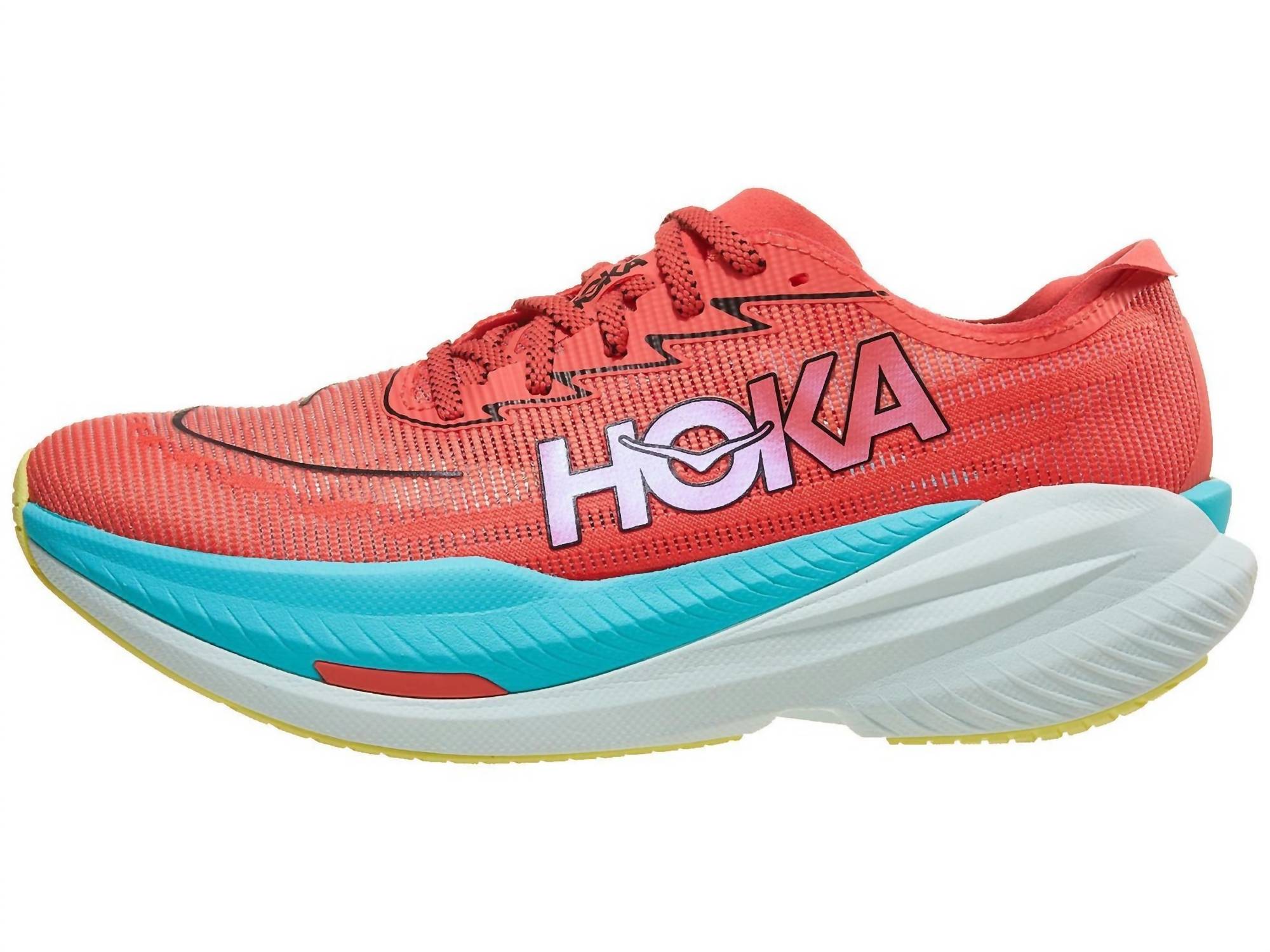 Hoka Men's Mach X 2 Running Shoes in grapefruit electric coral - men's shoe