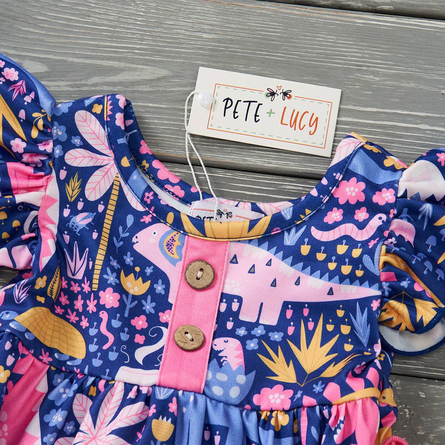 Pete + Lucy - Girls Darling Dinos Infant Romper