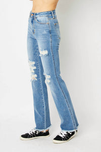 Judy Blue - High Waist Destroy Fray Hem Bootcut Jean