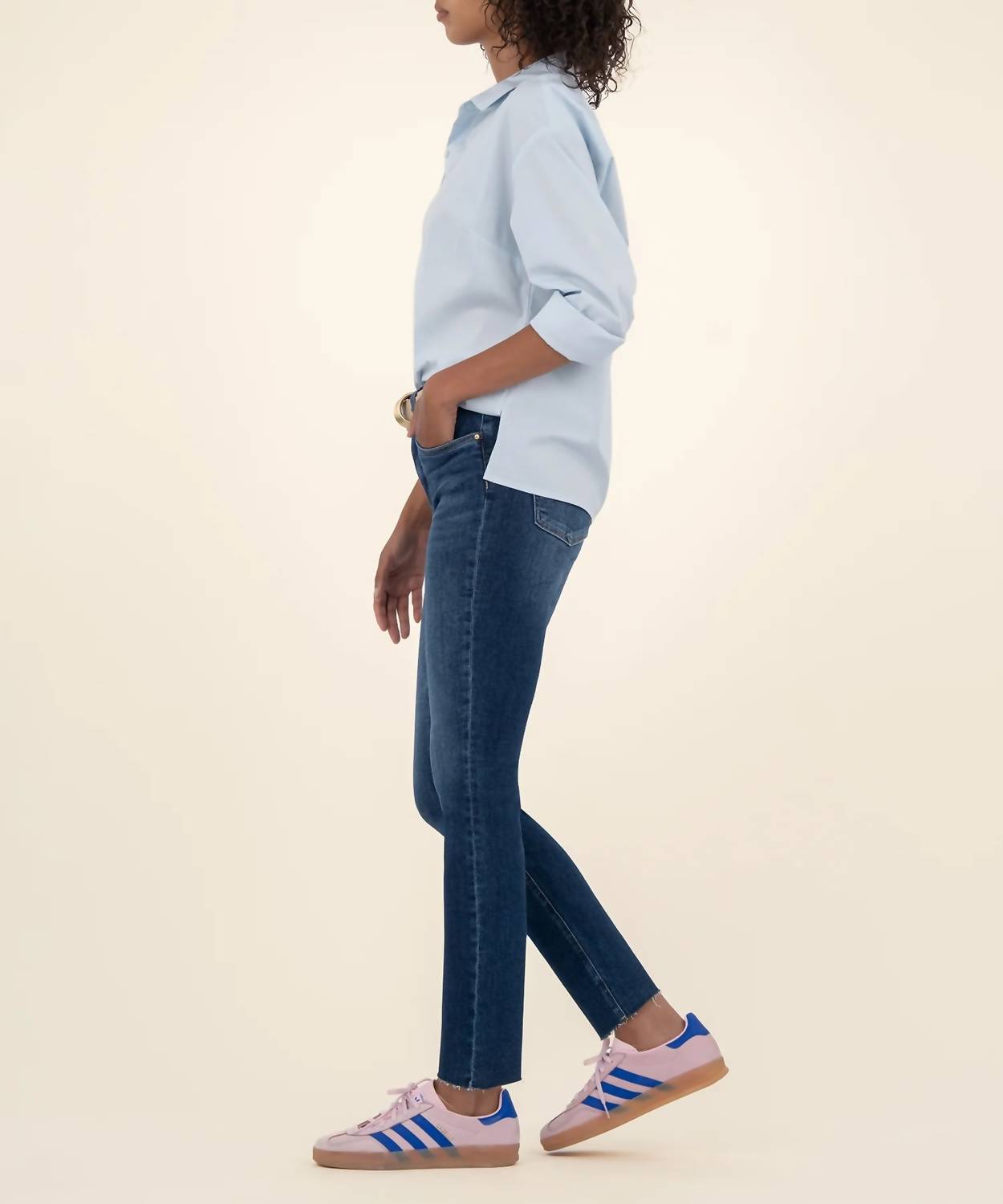 KUT FROM THE KLOTH Rachael High Rise Mom Raw Hem Jeans in explore - women's jeans - alternate view