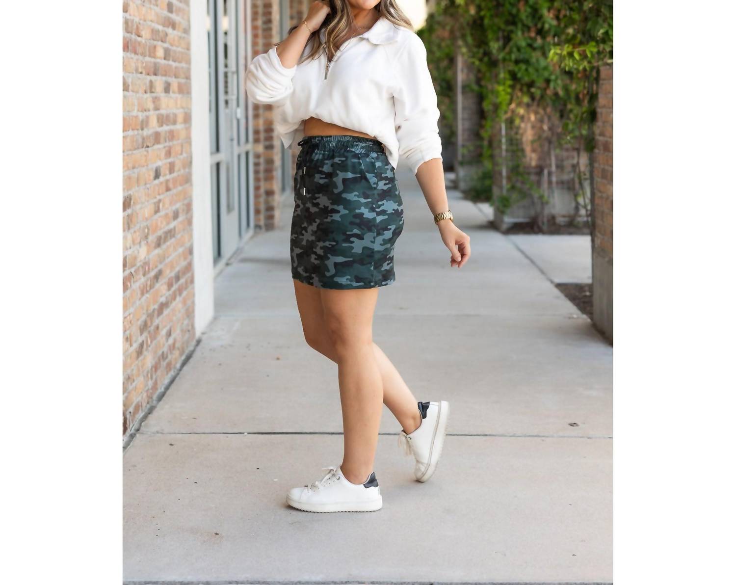 Julia Rose Kai Jogger Skirt in camo 1 - women's skirt - detail view