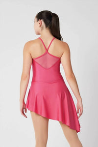 Mondor - Mock Halter Mesh Inlay Asymmetrical Skirt Skate Dress