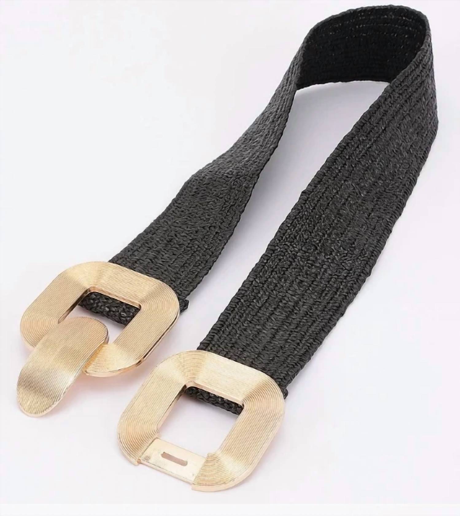 3Am By H&D Accessories - Women's Square Metal Buckle Elastic Belt