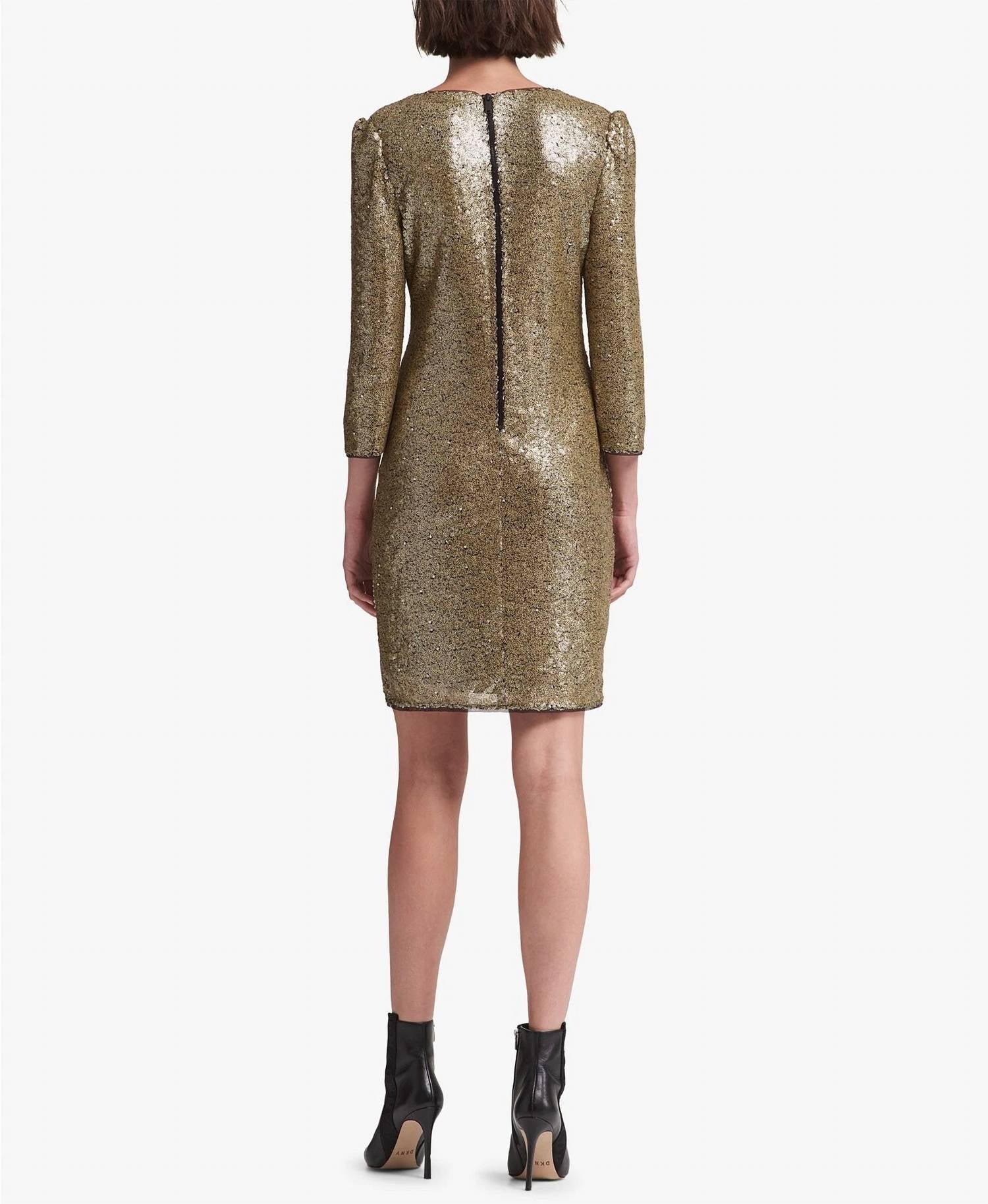 Dkny - Long Sleeve Sequin Dress