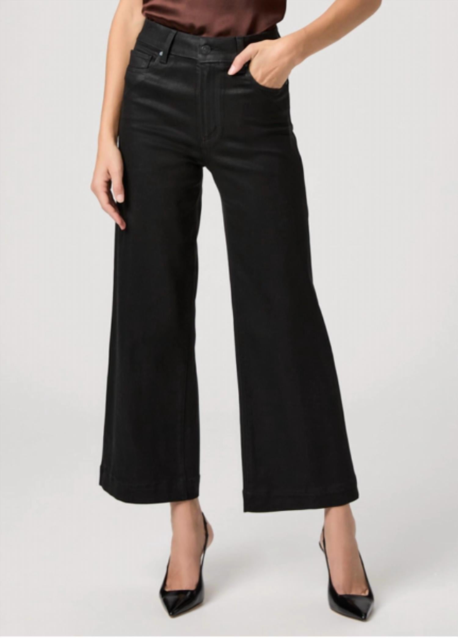 Paige Anessa Wide Leg Jean in black - women's jeans