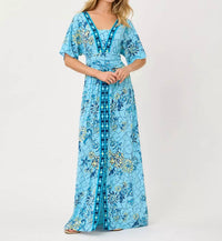 Lilly Pulitzer Lauralai Maxi Dress in bellevue blue breakers beach - women's dress