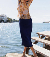 catherine gee Siena Slip Skirt in navy - women's skirt