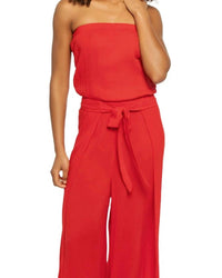 ELAN Strapless Blouse & Wide Leg Pant Jumpsuit in red - women's pants - detail view