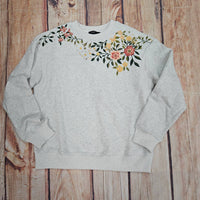 Papillon Embroidered Sweatshirt in grey - women's sweater - detail view