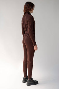 SSKEIN Wrap Neck Jumpsuit in mahogany 1 - women's pants - alternate view