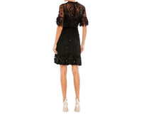 Mac Duggal - Embellished Illusion High Neck Mini Dress