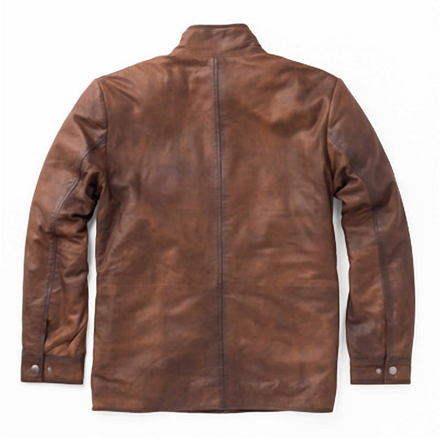 Madison Creek Outfitters Frisco Leather Jacket in tobacco brown - men's jacket - detail view
