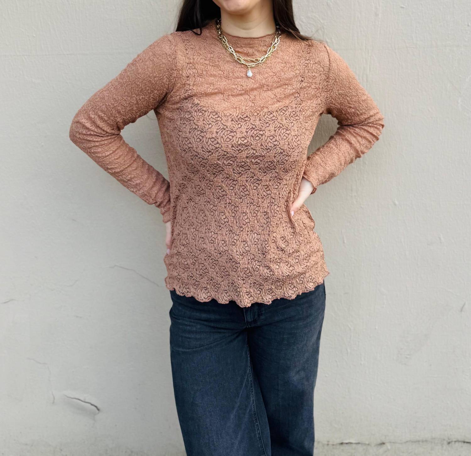 Esqualo - Long Sleeve Lace Top