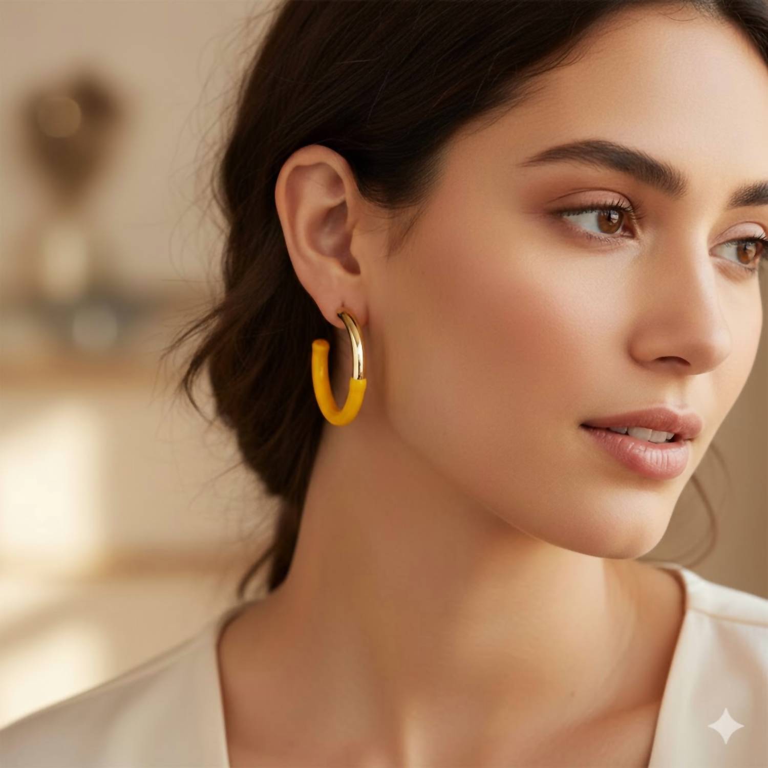 Marlyn Schiff - Women's Enamel Hoop Earring
