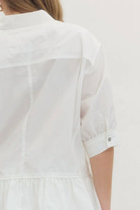 Entro - Chic Ruffle Hem Button-Up Blouse - Plus