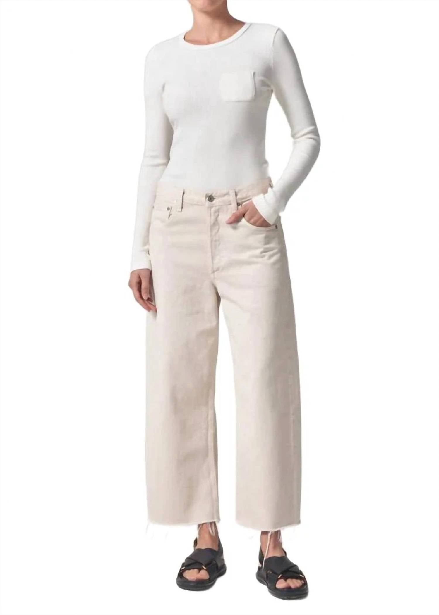 Citizens of Humanity Women's Ayla Raw Hem Crop Pant in almondette - women's pants