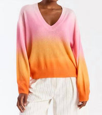 Brodie Cashmere Bali Ombre Cashmere Top in pink bali print - women's long sleeve top