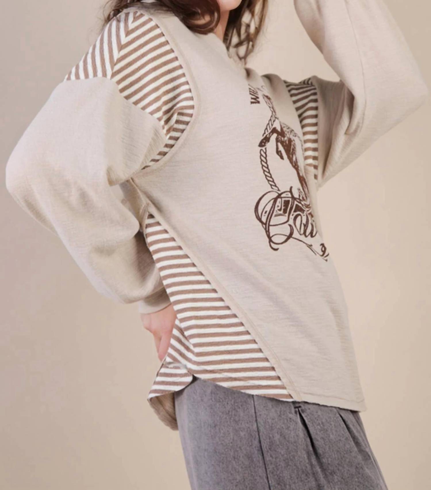 Very J - Wild West Cowgirls Western Graphic Knit Top