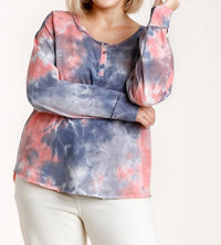 Umgee - Women's Tie Dye Henley Top