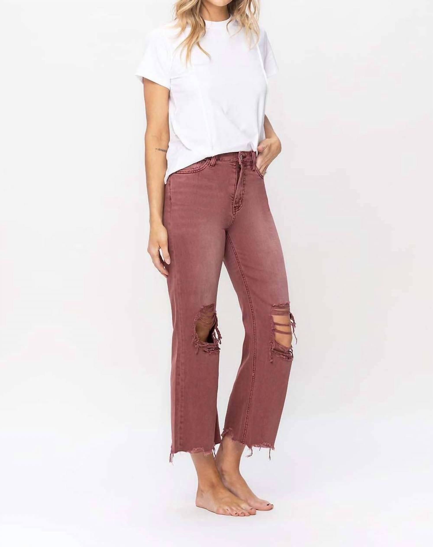 Vervet By Flying Monkey - High Rise Cropped Flare Distressed Jeans