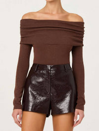 ASTR Wynn Textured Shorts in dark brown - women's shorts