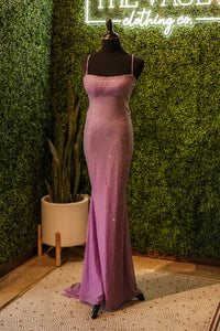 La Femme Women's Prom Dress in periwinkle - women's dress - detail view