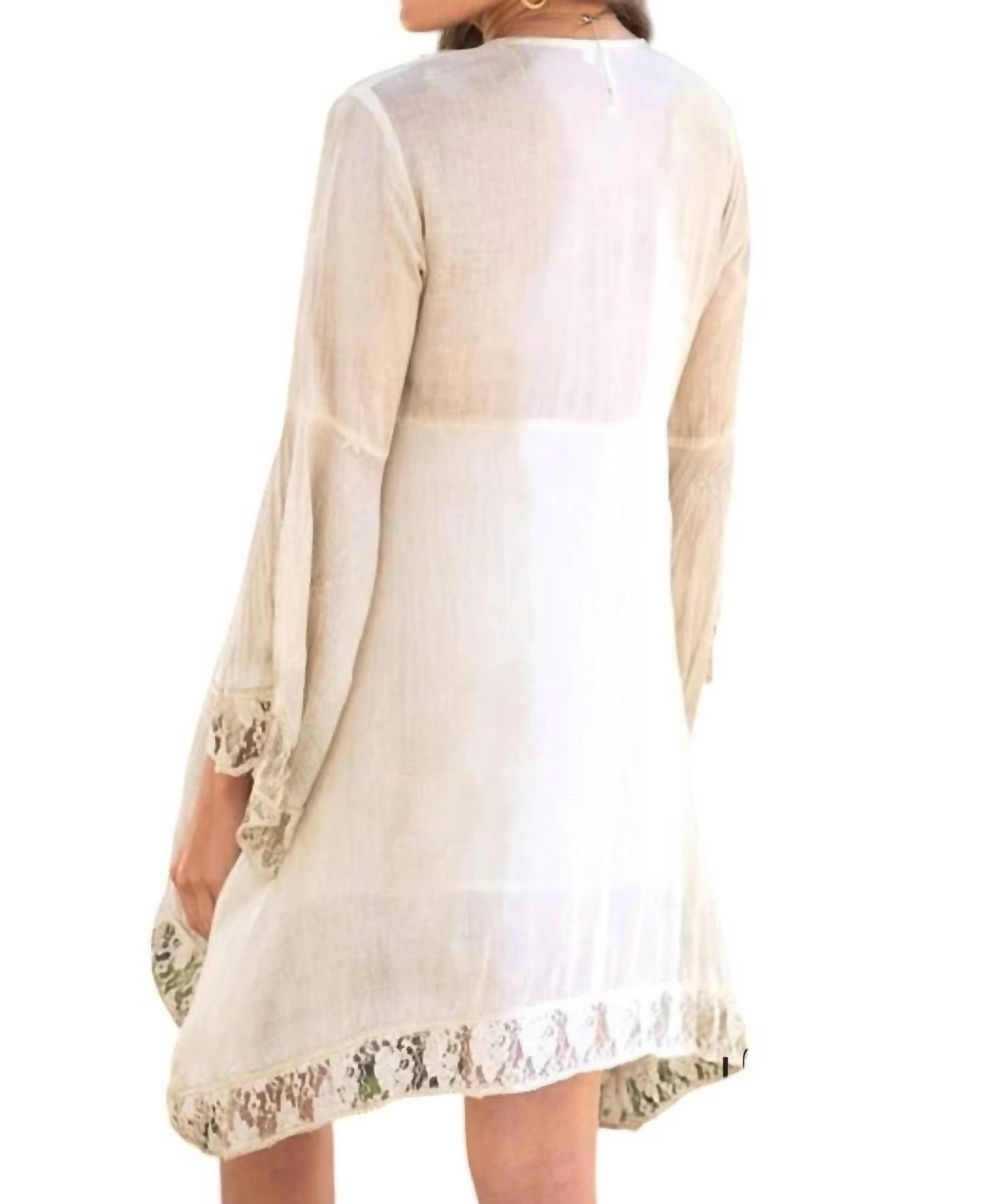 Venti6 - Ariella Shells & Lace Bell Sleeves Dress