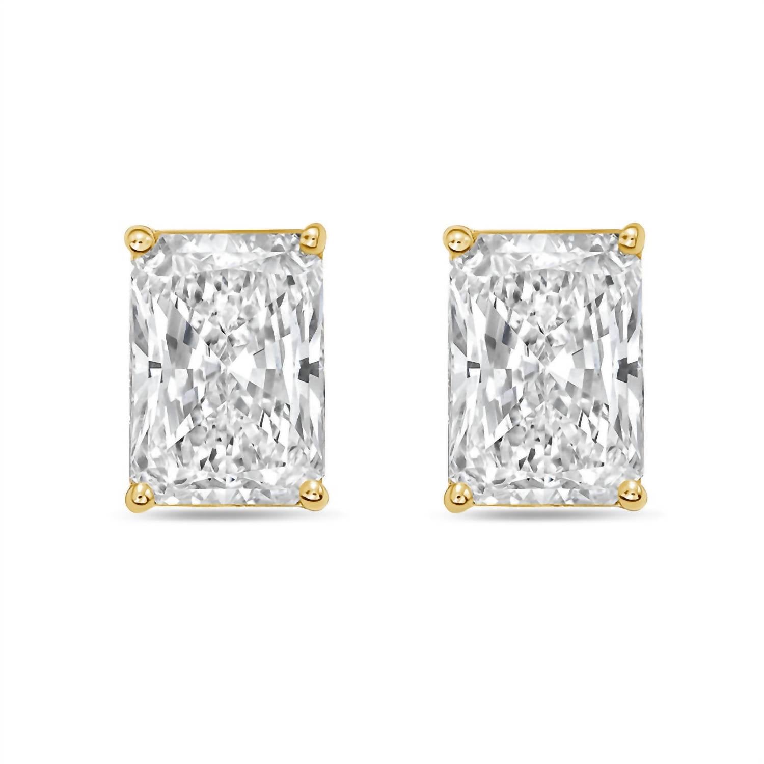 Diana M Jewels - Women's Radiant Lab-grown Diamond Stud Earrings (2.50 Tcw) - Classic Plus