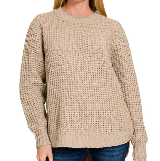 Zenana - Feeling Flawless Waffle Knit Sweater