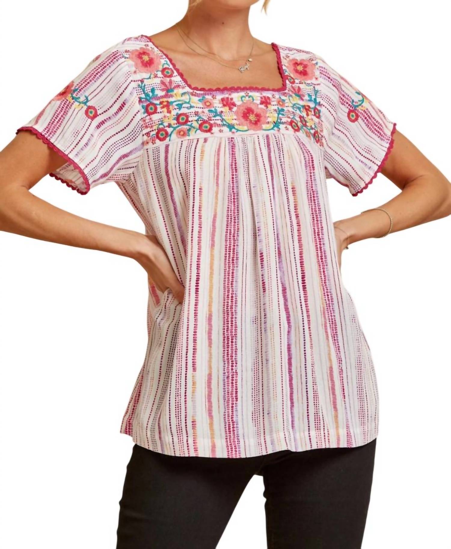 Andree By Unit - Babydoll Embroidered Top