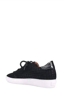 Ron White Women's Otanya Croc Embossed Suede Sneaker in onyx - women's sneaker - detail view