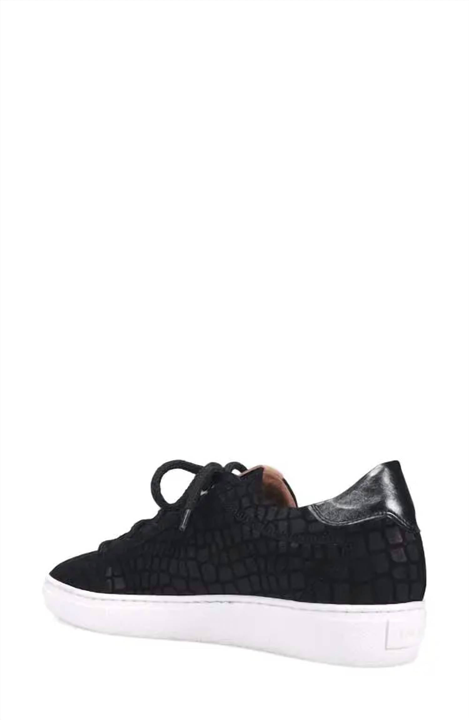 Ron White Women's Otanya Croc Embossed Suede Sneaker in onyx - women's sneaker - detail view