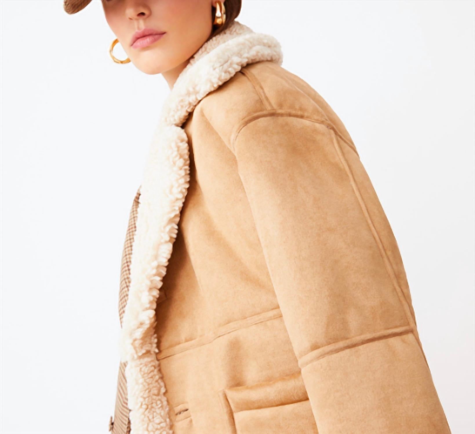 Suncoo Enjoy Reversible Coat in beige - women's jacket - detail view