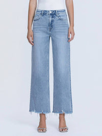 Vervet By Flying Monkey - Mid Rise Frayed Hem Ankle Wide Leg Jeans