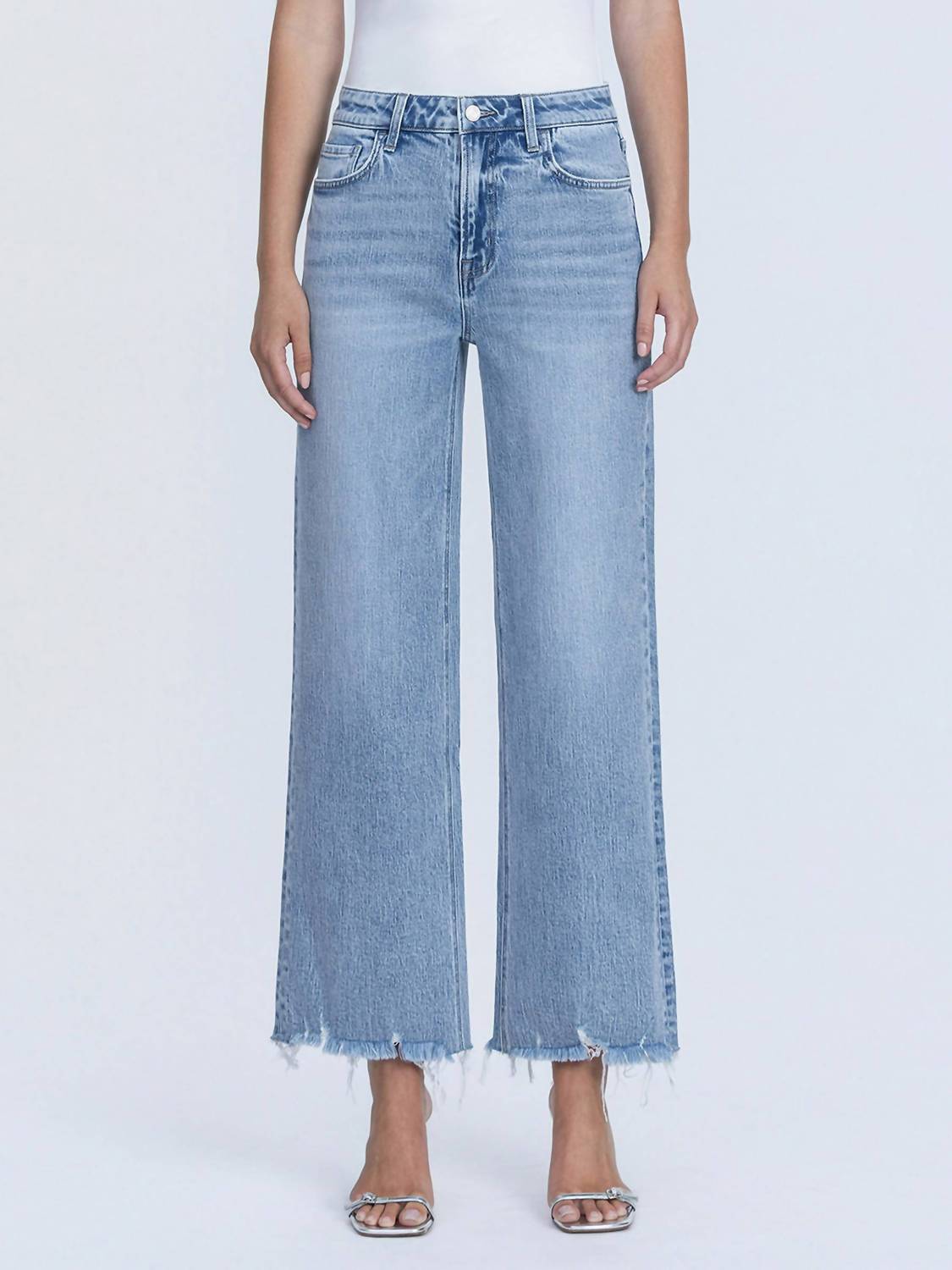 Vervet By Flying Monkey - Mid Rise Frayed Hem Ankle Wide Leg Jeans