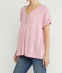 Entro - Waffle Knit Babydoll Top