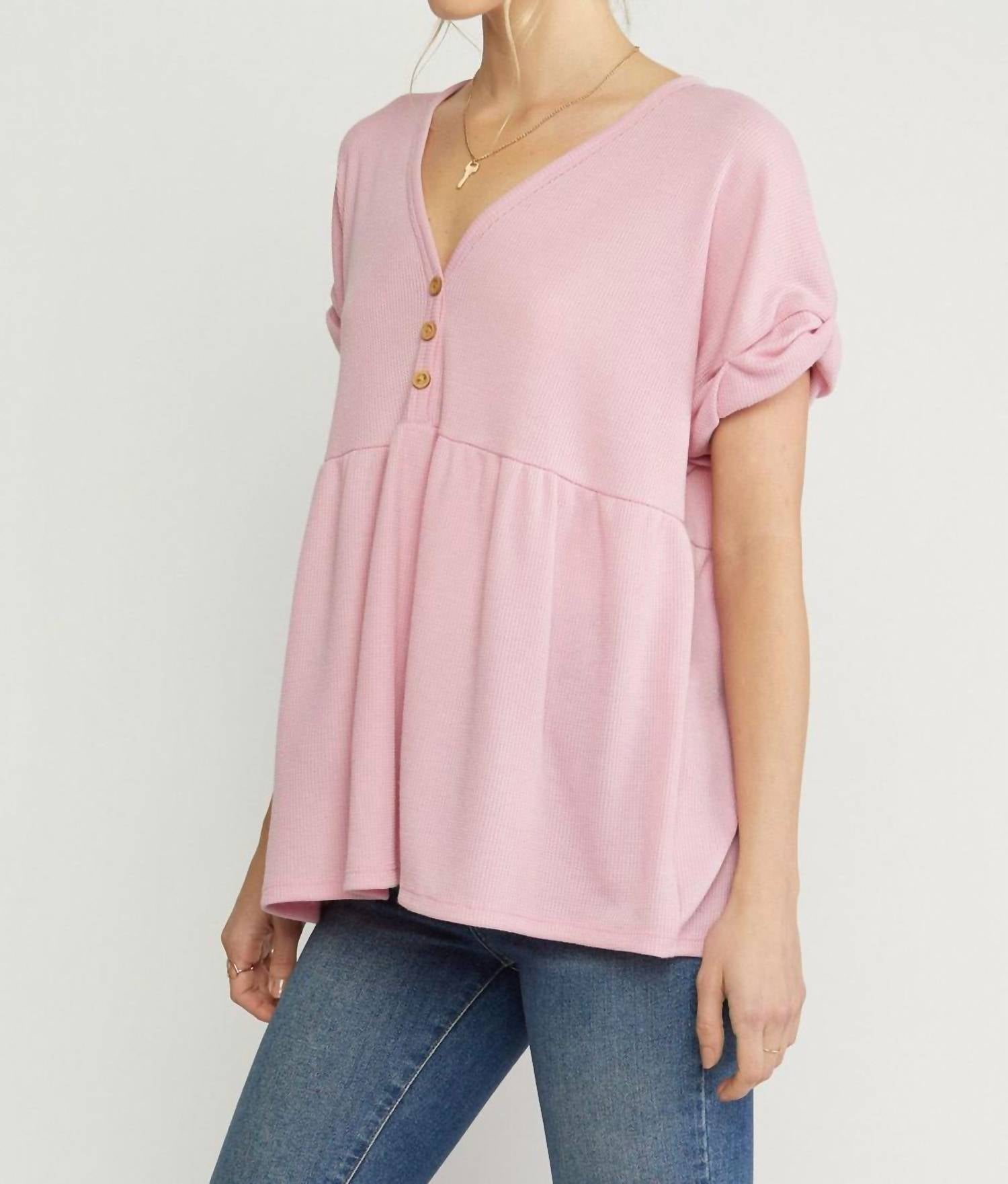 Entro - Waffle Knit Babydoll Top
