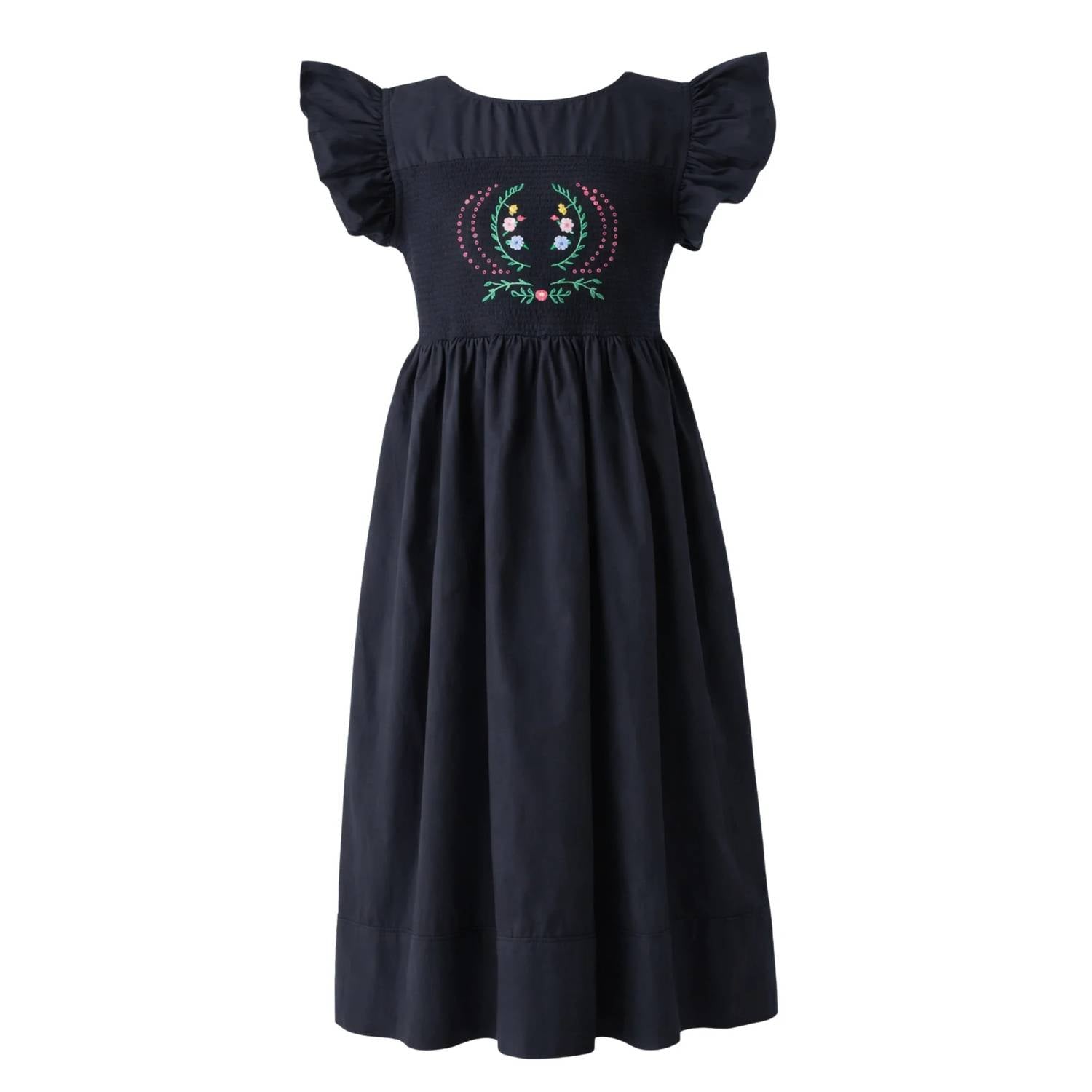 Nipoti - Girls Hand-embroidered Cotton Maxi Dress