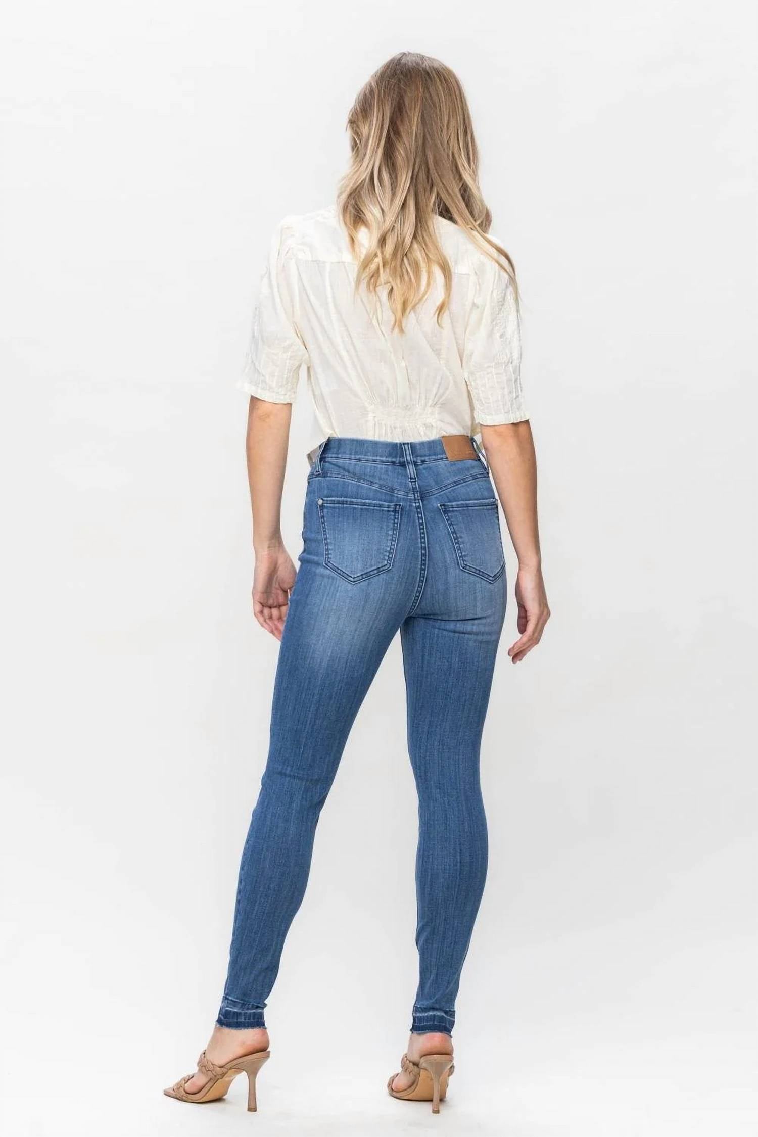 Judy Blue - High Waist Release Hem Pull On Skinny Jeans