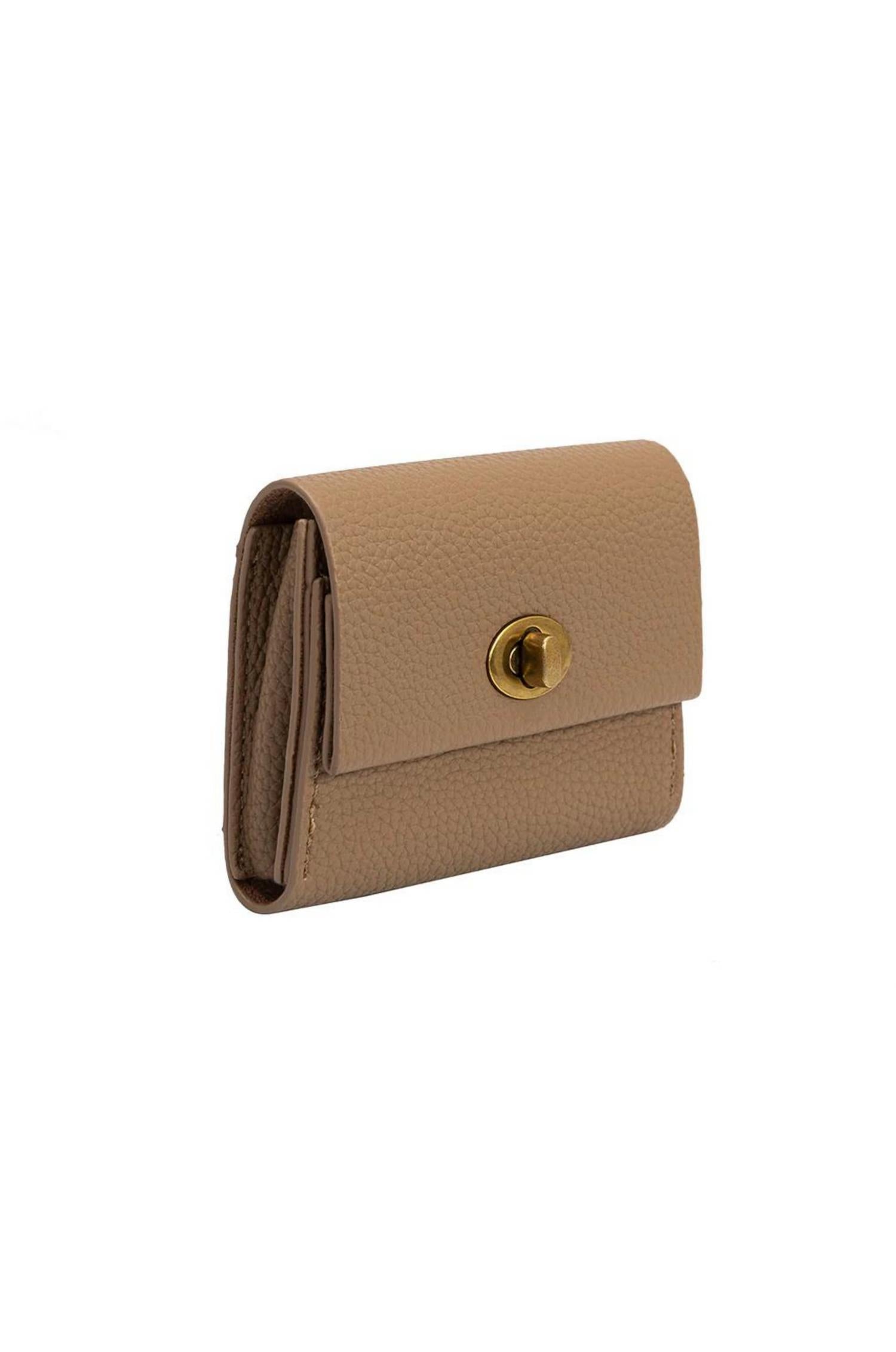 Melie Bianco Women's Rita Vegan Card Case Wallet in taupe - women's bag - detail view