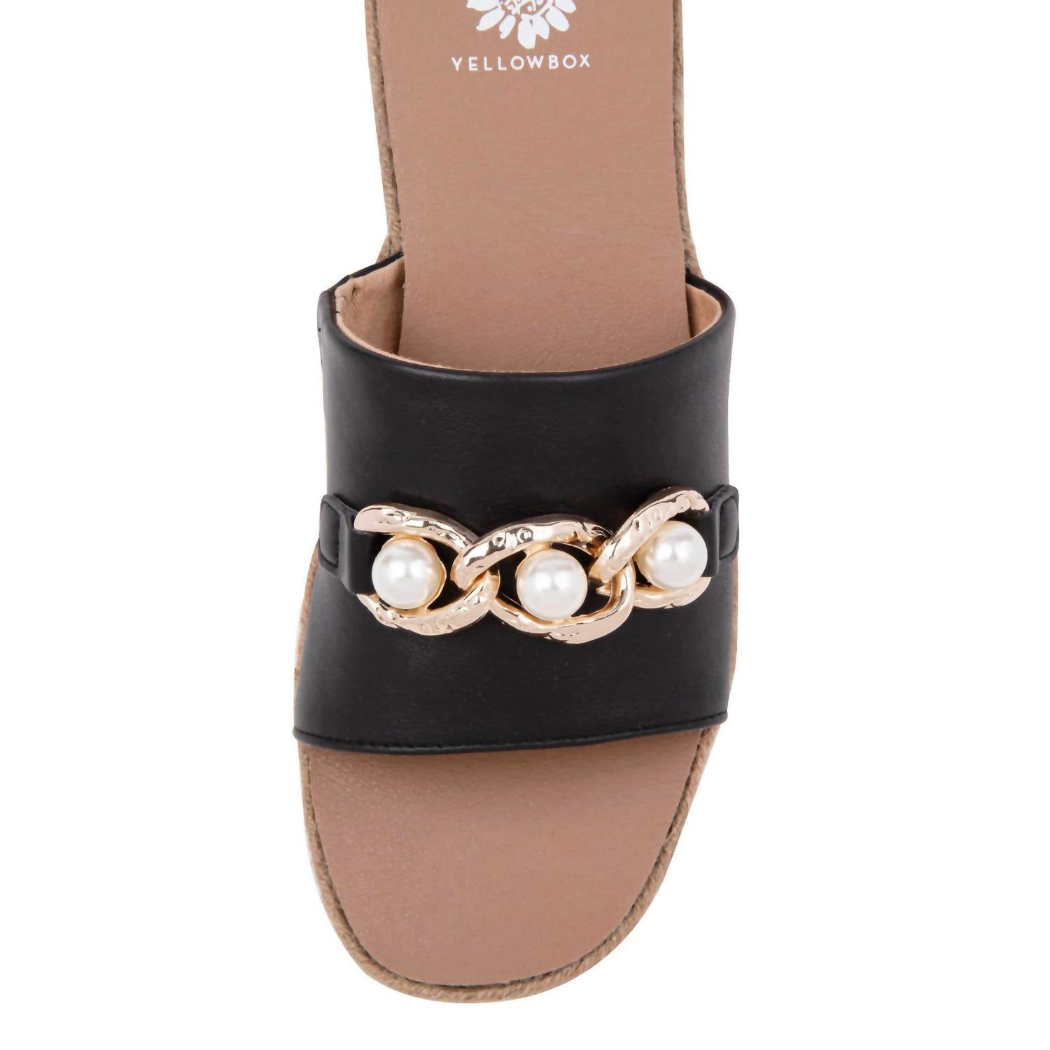 YELLOWBOX Women's Adelfia Sporty Wedge Sandal in black and pearl - women's sandal - detail view