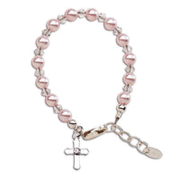 Cherished Moments - Babies And Toddlers Bella Sterling Silver Pearl And Cross Bracelet