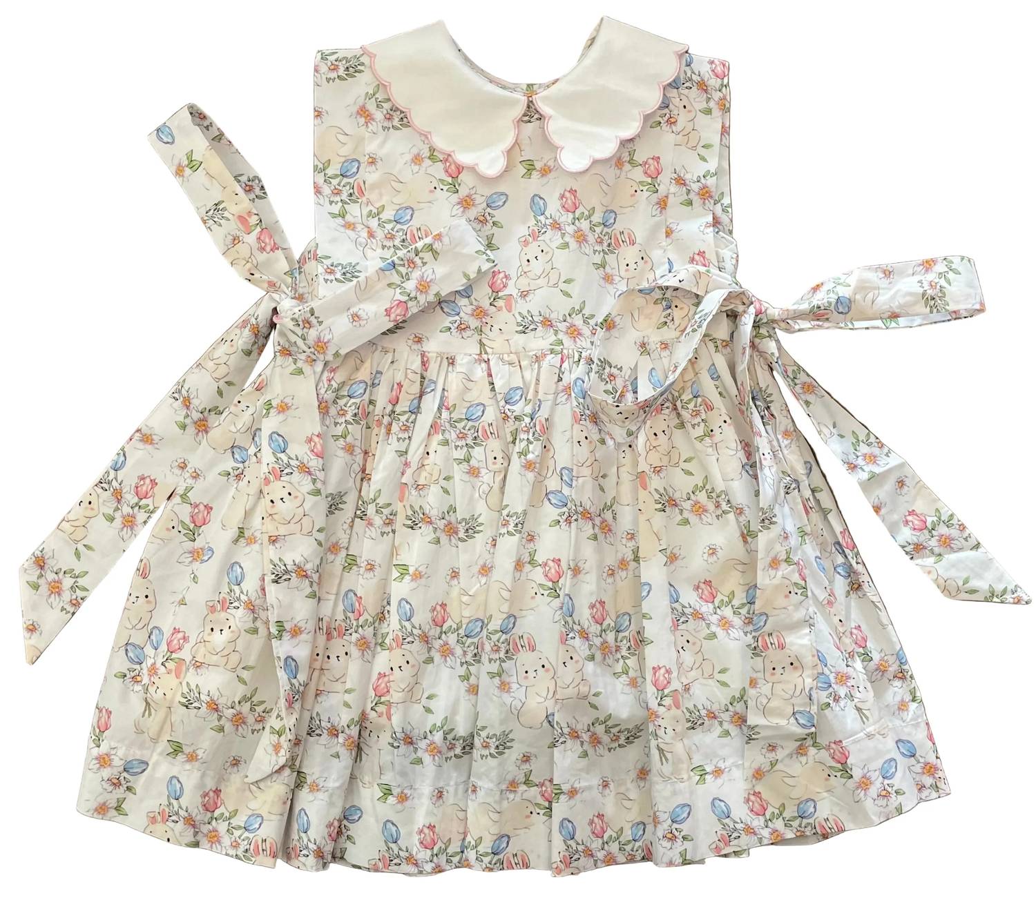 Lulu Bebe - Girl's Matilda Bunny Floral Dress With collar