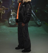 Guess Hardstone Cross Nylon Hooded Full Zip Jacket in black - men's jacket - detail view