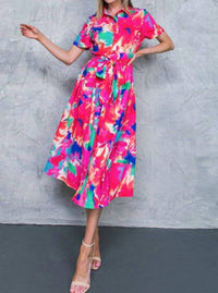 FLYING TOMATO Escape To Paradise Midi Dress in red blue - women's dress - view 5