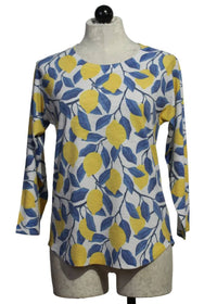 Nally & Millie - Women's Lemon Print Curved Hem Top
