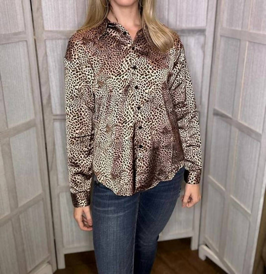 Charlie B - Animal Print Button Up Long Sleeve Blouse